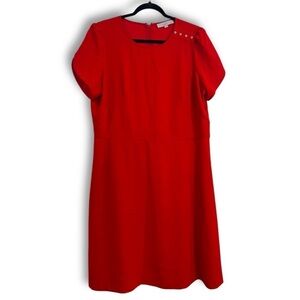 Ann Taylor LOFT bright red scoop neck knee length sheath dress Sz 18 Tall NWOT